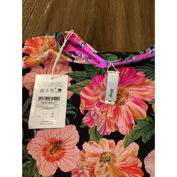 Maaji Floral reversible Long Sleeve Swim Top High Waist Bikini Bottom Set XL - Picture 8 of 9